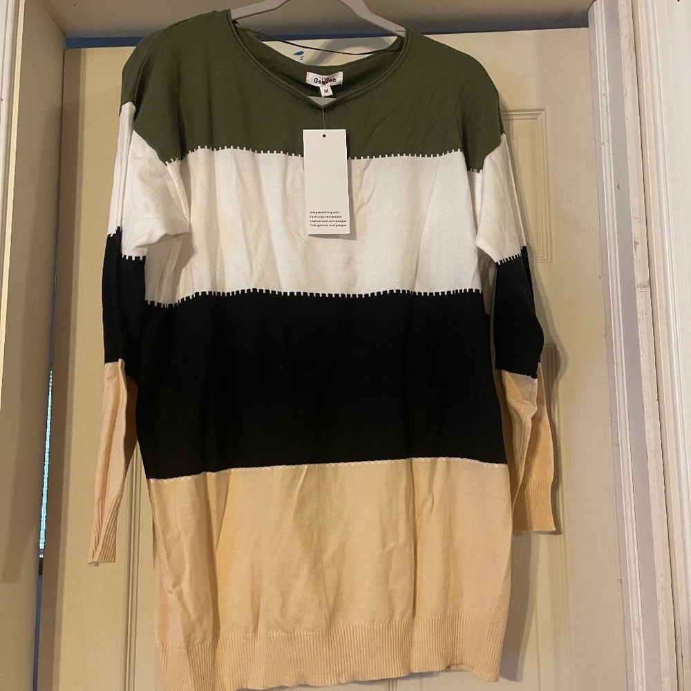 Womens Striped Oversized Sweater